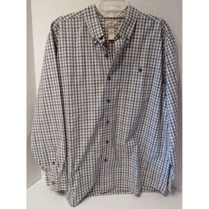 Mens Blue Mountain Green Checked Long Sleeve Cotton Button Down Shirt Size XL